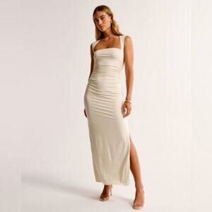 Abercrombie & Fitch Ava Knit Draped Ruched Maxi Dress NWT Size Large Tall